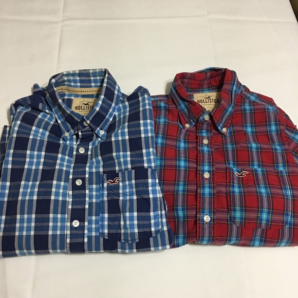 Hollister Other - Lot of 2 Hollister Long Sleeve Button Down Shirts Mens Medium Blue Plaid Y2K